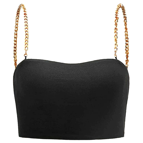GOLD CHAIN LINK STRAP CROP TOP - Picture 1 of 6